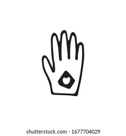 single hand drawn glove illustration in doodle style in vector.gardening gloves