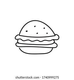 Single hand drawn hamburger doodle vector. Italian cuisine