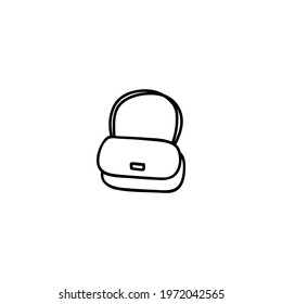 Single hand drawn handbag. Doodle vector illustration. Isolated on a white background.