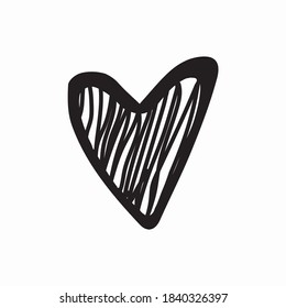 Single hand drawn heart. Doodle vector illustration for greeting cards, posters, wrapping and Valentine's Day design.