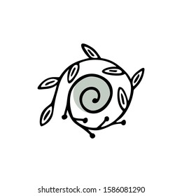 Single hand drawn herbal element on a white isolated background. Doodle, simple outline illustration.