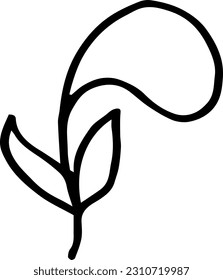 Single hand drawn herbal elements. Doodle vector illustration for, logo and greeting card.