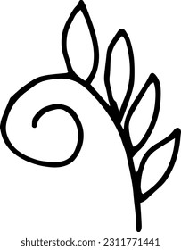 Single hand drawn herbal elements. Doodle vector illustration for, logo and greeting card.
