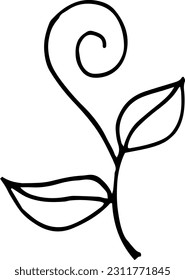 Single hand drawn herbal elements. Doodle vector illustration for, logo and greeting card.