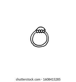 Single hand drawn jeweler's ring, Isolated on white background. Doodle vector illustration.