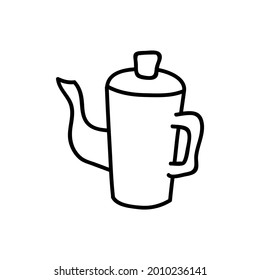 Single hand drawn kettle. Doodle vector illustration. Isolated on a white background. Goblincore style