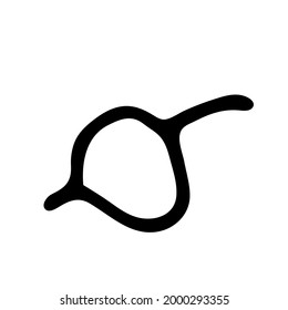 Single hand drawn leaf of plant. In doodle style, black outline isolated on white background. Design cute decorative element for card, poster, social media banner, sticker. Vector illustration.  