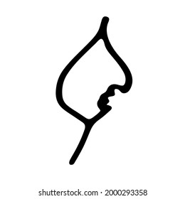 Single hand drawn leaf of plant. In doodle style, black outline isolated on white background. Design cute decorative element for card, poster, social media banner, sticker. Vector illustration.  