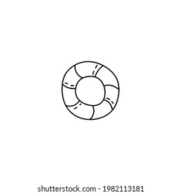 Anillo de vida dibujado a mano única. Ilustración del vector Doodle. Aislado sobre un fondo blanco. Vibra de verano