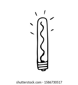 Single hand drawn light bulb. Doodle vector illustration for greeting cards, posters, stickers, packaging. Isolated on white background.