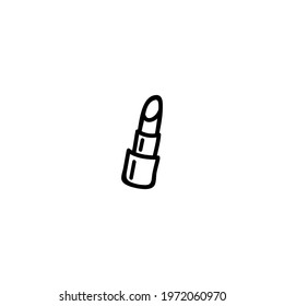 Single hand drawn lipstick. Doodle vector illustration. Isolated on a white background.