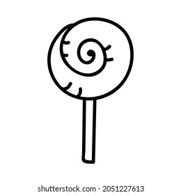 Single hand drawn lollipop. Holidays doodles vector illustration. Isolated on a white background.