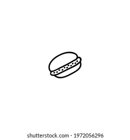 Single hand drawn macaroon. Doodle vector illustration. Isolated on a white background.
