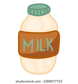 Single hand drawn milk. Vector illustration clip art. Cute element for greeting cards, posters, stickers and seasonal design. Isolated on white background.