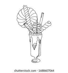 Single hand drawn milkshake. Doodle vector illustration for greeting cards, posters, stickers and seasonal design.