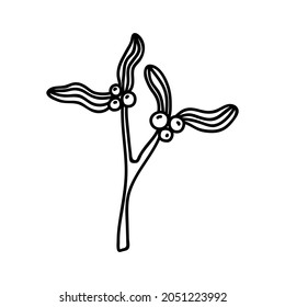 Ropa de mistletoe dibujada a mano única. Ilustración vectorial de los garabatos de vacaciones. Aislado sobre un fondo blanco.