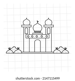 Single hand drawn mosque. Doodle mosque. vector illustration. eps 10.