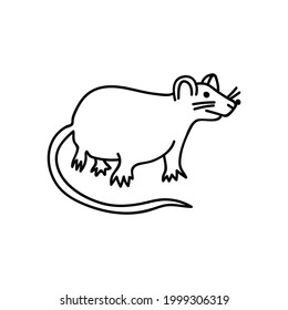 Eine handgezeichnete Maus. Doodle, Vektorgrafik. Einzeln auf weißem Hintergrund. Goblincore-Druck.