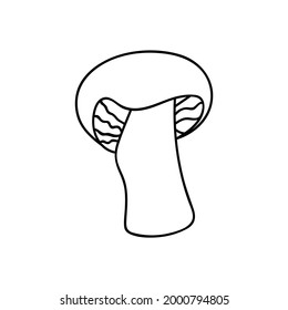 Single hand drawn mushroom for autumn decoration. Doodle vector illustration.