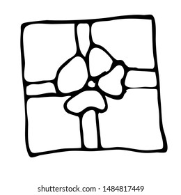 Single hand drawn New Year and Xmas gift box. Doodle vector illustration for greeting cards, posters, stickers and seasonal design. vector clipart flat gift icon