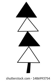 Single hand drawn new year fir tree. Doodle illustration for patterns, winter greeting cards, posters, stickers and seasonal desing. Vector EPS 10.