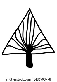 Single hand drawn new year fir tree. Doodle illustration for patterns, winter greeting cards, posters, stickers and seasonal desing. Vector EPS 10.