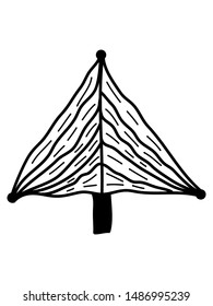 Single hand drawn new year fir tree. Doodle illustration for patterns, winter greeting cards, posters, stickers and seasonal desing. Vector EPS 10.