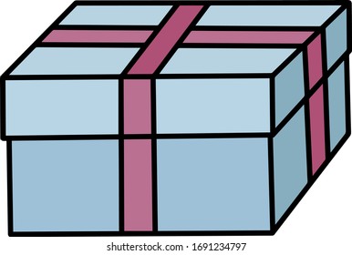 Caja de regalo de Año Nuevo y Navidad dibujada con una sola mano. Ilustración vectorial Doodle para tarjetas de felicitación, carteles, pegatinas y diseño estacional. Aislado sobre fondo blanco