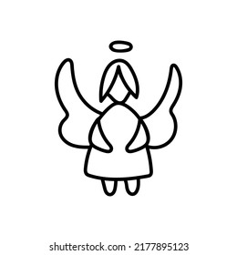 Juguete de Año Nuevo dibujado a mano y de ángel de Navidad. Ilustración vectorial Doodle para tarjetas de felicitación, carteles, pegatinas y diseño estacional. Aislado sobre fondo blanco.