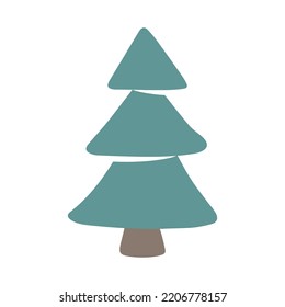 Single hand drawn New Year and Xmas tree. Vector illustration for winter greeting cards, posters, stickers and seasonal design.