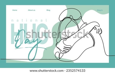 Single hand drawn outline continuous of Web banner or landing page with a concept hug day and happy family relationship. Vector colorful illustration. Vector illustration Stock photo © 