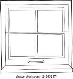 Single hand drawn outline of window with four panes