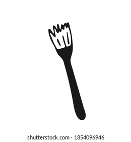 Single hand drawn paint brush for painting walls. Doodle isolated on white background. Vector illustration.