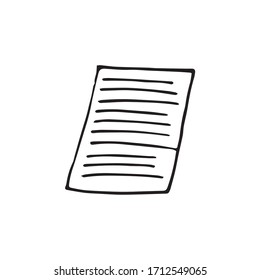 Einzelhandgezeichnete Illustration auf Papierseiten im Doodle-Stil in Vektorillustration. Dokumentsymbol.