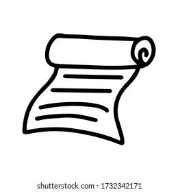 Papierrolle aus einer Hand Doodle Stock Vektorgrafik. Element für Poster, Aufkleber und saisonale Gestaltung. Auf weißem Hintergrund isoliert. Sketch-Elemente für Grafik und Web-Design.