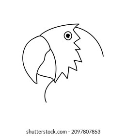 Cabeza de loro dibujada con una sola mano. Ilustración vectorial Doodles. Elementos decorativos del hogar