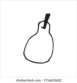 pera dibujada a mano única para tarjetas de felicitación, carteles, recetas, diseño culinario. Aislado sobre fondo blanco. Ilustración vectorial de Doodle.