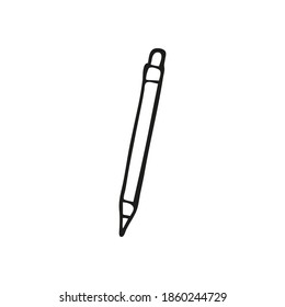 Lápiz o pluma dibujado a mano única. En estilo doodle, el contorno negro se aísla en un fondo blanco. Elemento gracioso para tarjeta, banner de medios sociales, logo, pegatina, impresión, diseño. Ilustración vectorial.