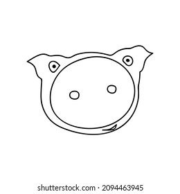 Single hand drawn pig. Doodles vector illustration. Funny animals.