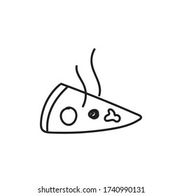 Single hand drawn pizza slice doodle vector. Italian cuisine