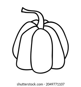 Single hand drawn pumpkin. Doodle vector illustration. Isolated on a white background. Thanksgiving decor