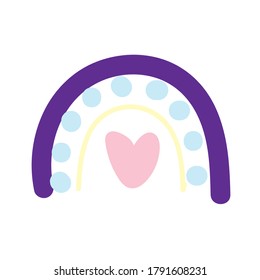 Single hand drawn rainbow vector. Doodle rainbow in scandinavian style.