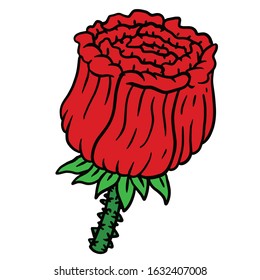 a single hand drawn red rose.