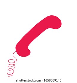 ilustración telefónica roja dibujada a mano única en forma de doodle en vectorial