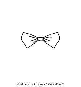 Single hand drawn ribbon bow. Doodle vector illustration. Isolated on a white background