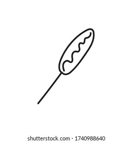Single hand drawn sausage doodle vector illustration. Fast food. 