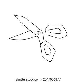 Single hand drawn scissors. Doodle vector illustration. Isolated on a white background.