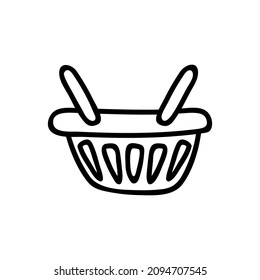 Single hand drawn shopping basket. Doodles vector illustration.