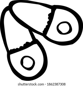 Zapatillas dibujadas a mano única para la ilustración para niños. Ilustración del vector Doodle. Aislados sobre un fondo blanco, gráficos en blanco y negro