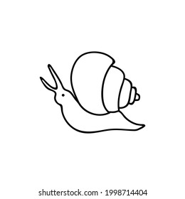 Caracol dibujado con una sola mano. Ilustración del vector Doodle. Aislado sobre un fondo blanco.